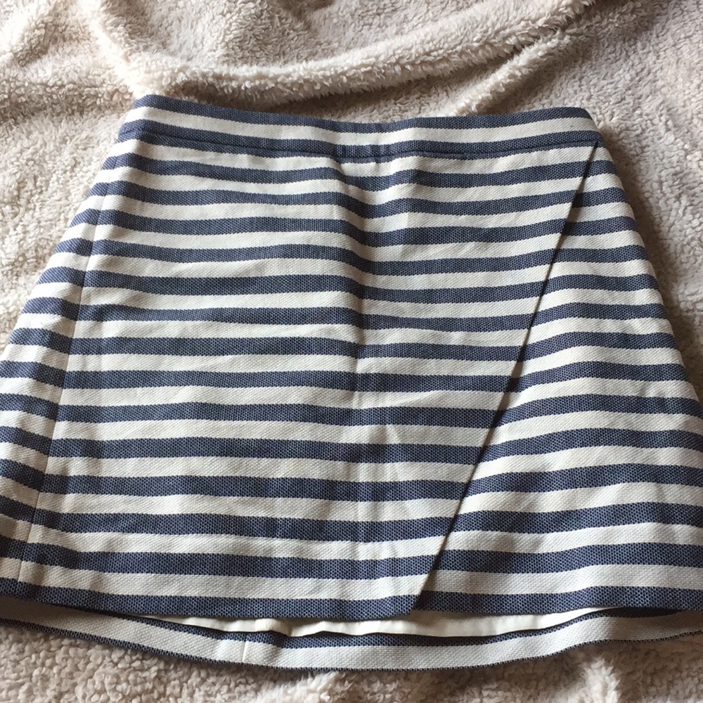 blue and cream striped skirt